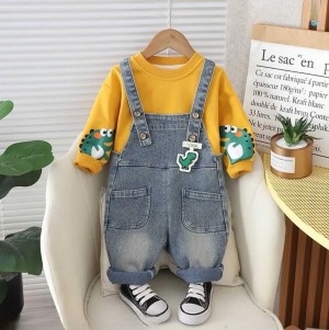 New Dungaree Set Imported Orange Baby Boy T- Shirt